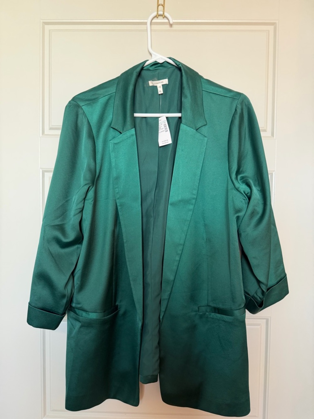 Maurices Emerald Green Satin Open-Front Blazer